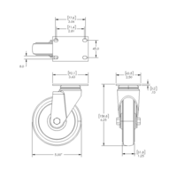 31-SPD5-5 MODULAR SOLUTIONS ALUMINUM CASTER<br>5" SWIVEL TOP PLATE W/ HARDWARE